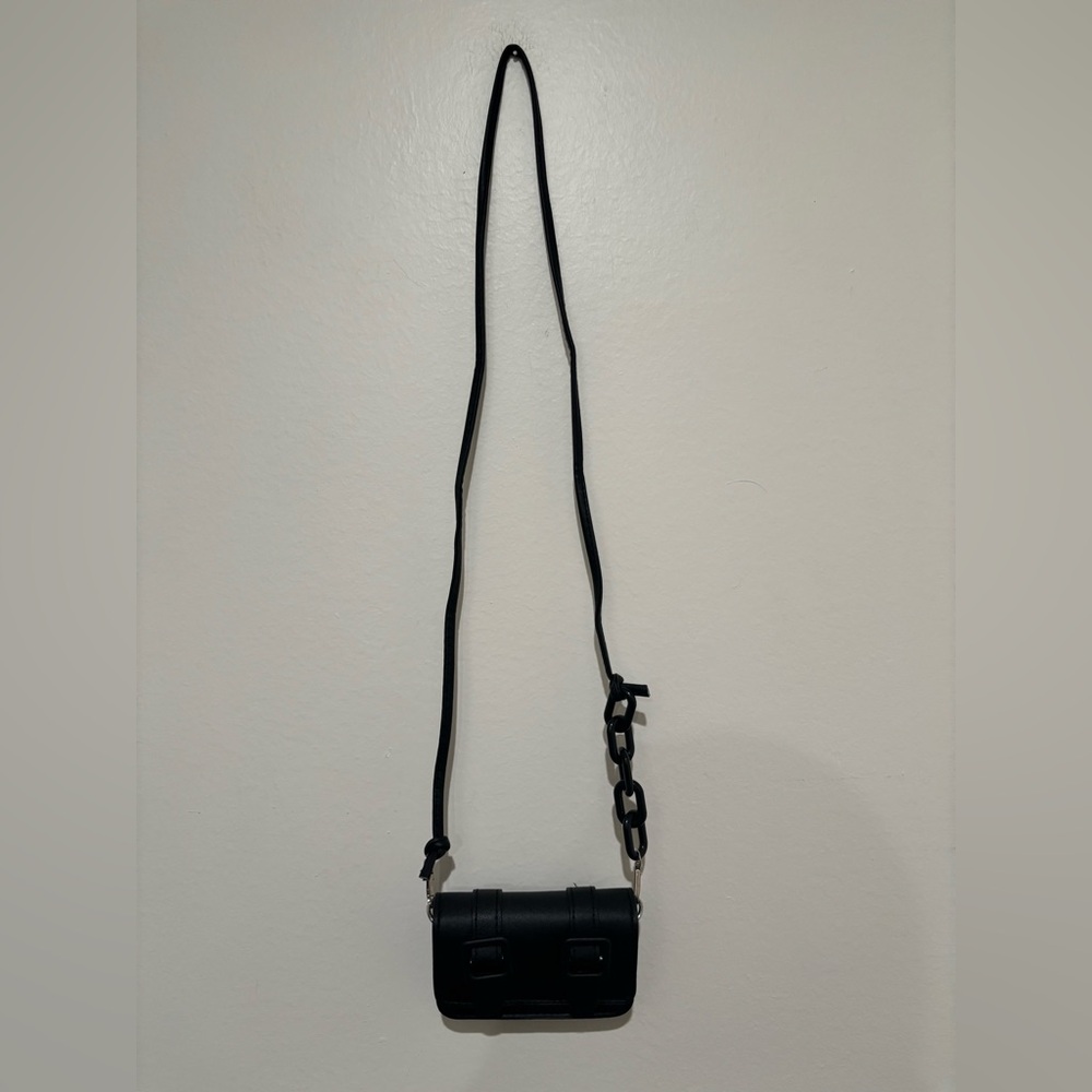 Black Crossbody Bag with Chain Accent